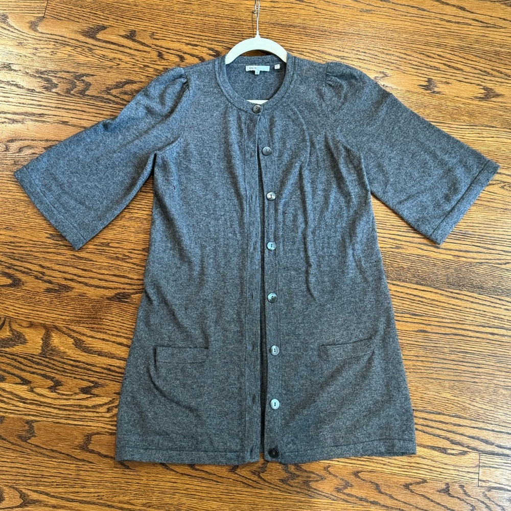 Vince Small Cashmere Button Up Mid Length Sweater